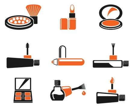 Make-up products icons Stock Illustration