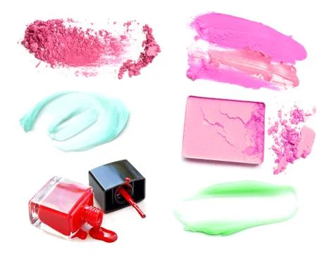 Make-up products isolated on white Stock Photos