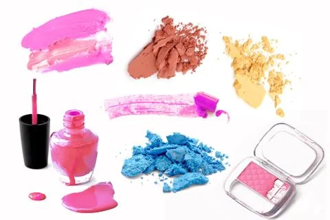 Make-up products isolated on white Stock Photos