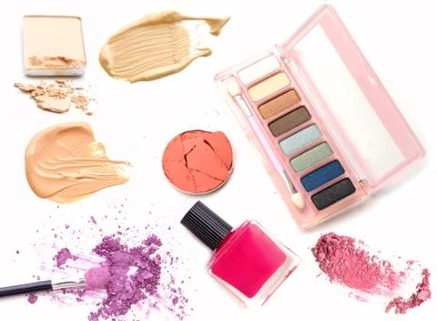 Make-up products isolated on white Stock Photos