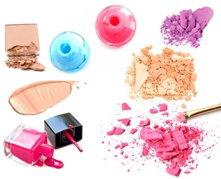 Make-up products isolated on white Stock Photos
