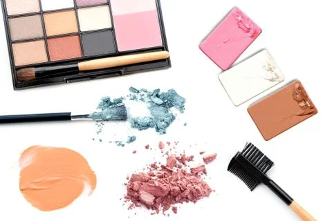 Make-up products isolated on white Stock-Fotos