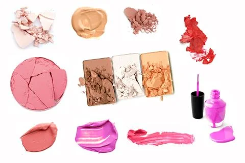 Make-up products isolated on white Stock Photos