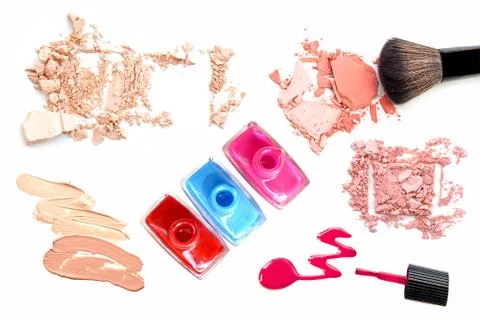 Make-up products isolated on white Stock-Fotos