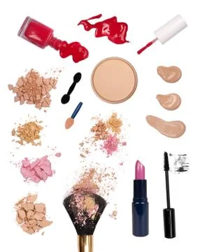 Make up products isolated on white Stock Photos