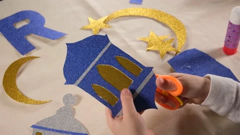 Make ramadan candle decorations Stock Footage 172455030