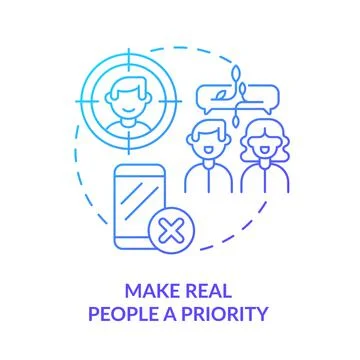 Make real people priority blue gradient concept icon Illustrazione stock
