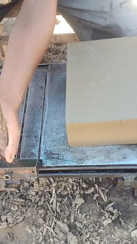 Make red bricks Stock Footage 235966345