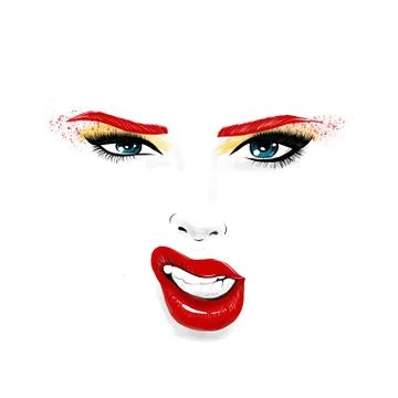 Make up with red brows and lips Stock Illustration