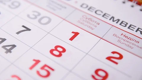 Make a red cirkle with marker on the date, numbers 1 in the calendar Stock Footage 127151580