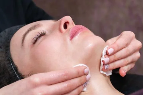 Make-up removal from the face Stock Photos