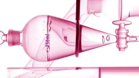 Make-up remover drains from funnel bubbles rising inside view Stock Footage 340002525