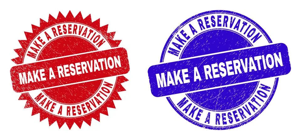 MAKE A RESERVATION Round and Rosette Watermarks with Corroded Style Stock Illustration
