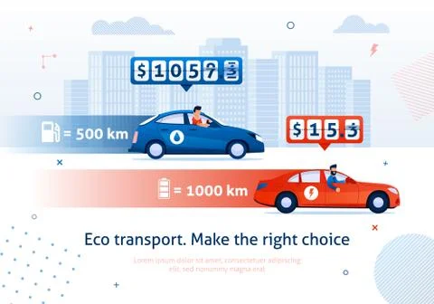 Make Right Choice. Electric Car vs Petrol Auto Stock Illustration