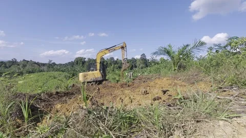 Make a road using an excavator Stock Footage 312392135