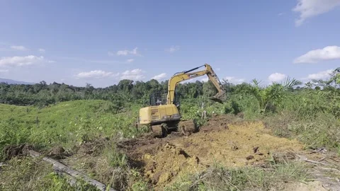 Make a road using an excavator Stock Footage 312395351
