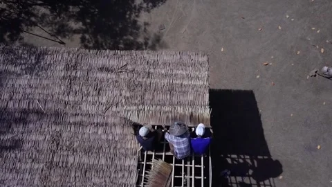 Make roofs traditionally using nypa palm leaves or the scientific name is nypa f Stock Footage 265965676