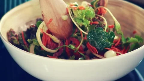 Make salads in the home kitchen chop and cook healthy meals at home on the keto 스톡 동영상 334644282