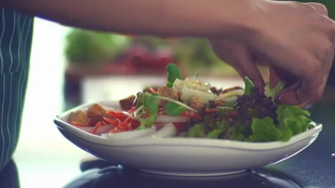 Make salads in the home kitchen chop and cook healthy meals at home on the keto 스톡 동영상 334644289