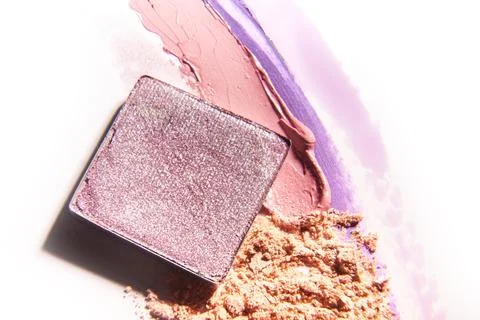 Make up samples for eye shadow and lipstick. Foto stock