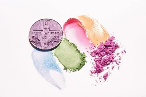 Make up samples for eyeshadow and lip gloss. Foto stock