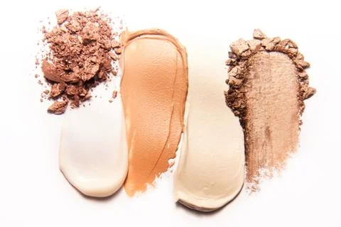 Make up samples for foundation and eyeshadow. Foto stock