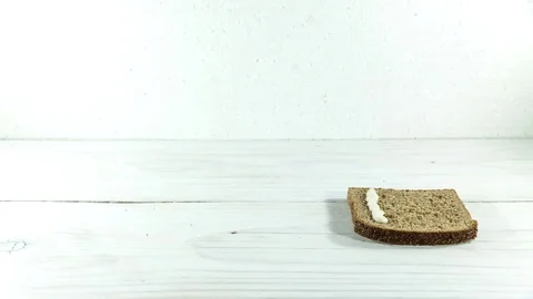 Make sandwich, bread, sausage, ham, lettuce, cheese, sauce, tomato. Time lapse. Stock Footage 123787656