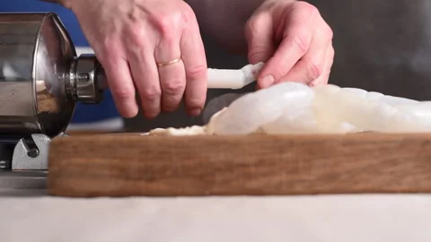 Make sausage with machine. Stock Footage 234323096