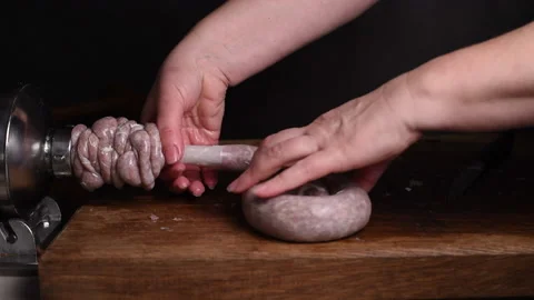 Make sausage with machine. Stock Footage 234325502