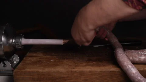 Make sausage with machine. Stock Footage 234325568