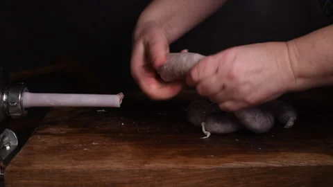 Make sausage with machine. Stock Footage 234325704