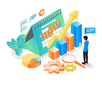 Make a schedule plan in the calendar Stock Illustration