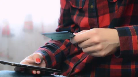 Make secure funds transfer, retail services mobile application user, pay bills,  Video stock 195330720