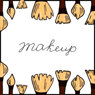 Make up set. Makeup brushes set. EPS10 vector illustration. Doodle make up Stock Illustration