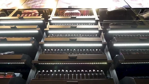 Make up Shelf 3 Lipsticks and lights Vídeo Stock 134663791