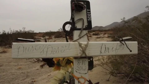 Make-shift Grave in Palm Desert Stock Footage 82447034