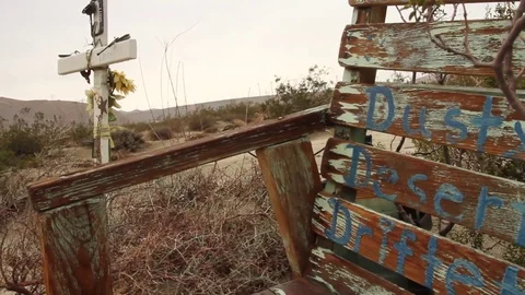 Make-shift Grave in Palm Desert Stock Footage 82447041