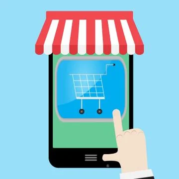 Make shopping with smartphone Stock Illustration