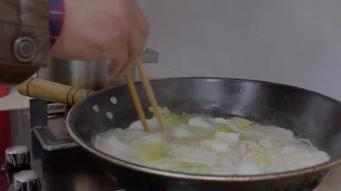 Make a Simple Noodle Lunch at Home Stock Footage 240693503