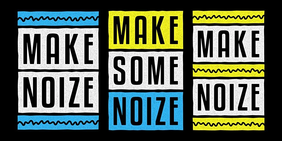 Make some noize. Vintage print. Retro design for t-shirt. Grunge poster. Stock Illustration