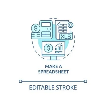 Make spreadsheet turquoise concept icon Stock Illustration