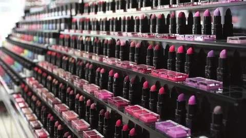 Make-up. Stand with lipsticks 2 Video stock 73450476