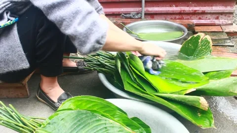Make sticky rice cake Stock Footage 303218615