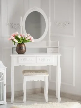 Make-up table with mirror Stock Photos