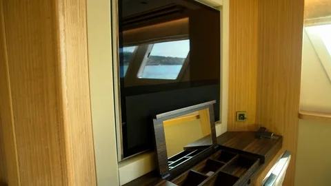 Make up table on a yacht Stock Footage 71834520