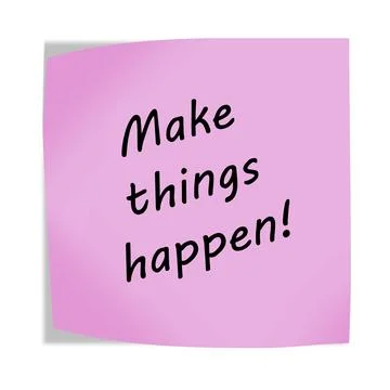 Make things happen 3d illustration post note reminder with clipping path Stock Illustration