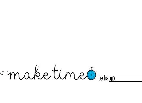 Make time. Be happy. Banner, poster with motivational quote and stopwatch. Stock Illustration