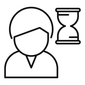 Make time for late work icon outline vector. Tired person Stock Illustration