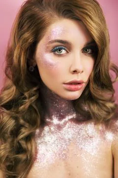 Make up with tinsels Stock Photos