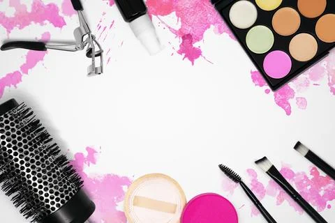 Make up tools template for design background Illustrazione stock
